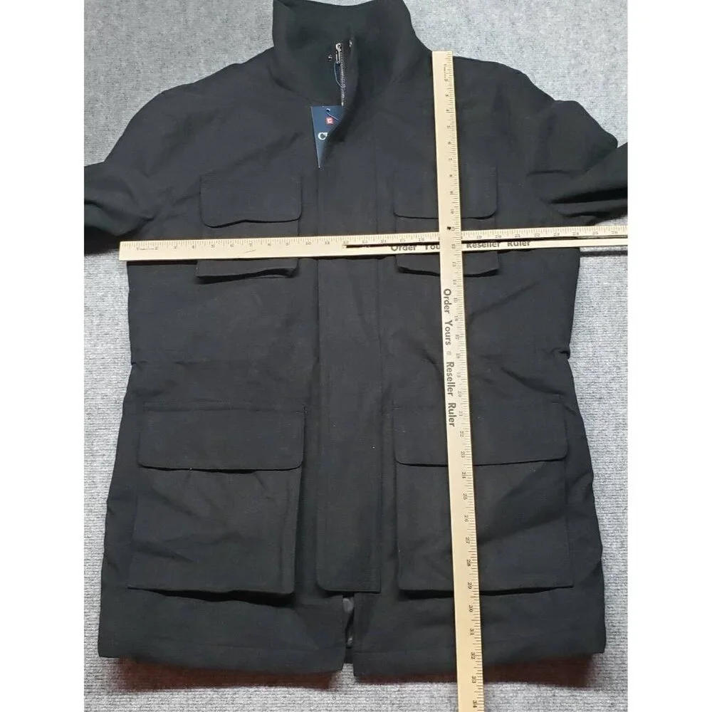 Chaps Jacket Coat Mens 44 Reg Black Waist Length 4 Pocket Full Zip Lined New